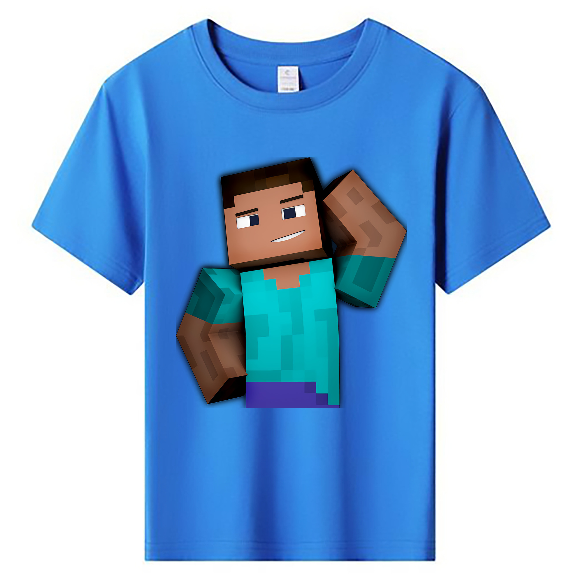 （画像用） マインクラフト ブロックの世界 Minecraft MC Block world 綿100％キッズTシャツ（フロントプリント）